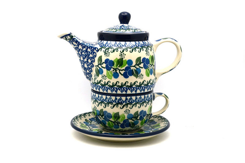 Ceramika Artystyczna Polish Pottery Tea Time for One - Blue Berries 423-1416a (Ceramika Artystyczna)