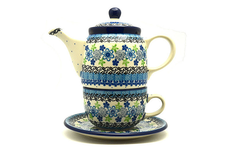 Polish Pottery Tea Time for One - Flower Works