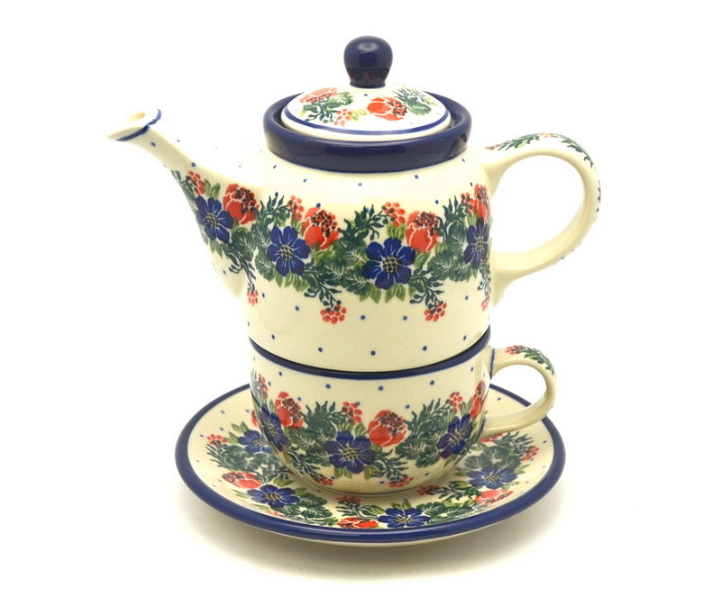 Polish Pottery Tea Time for One - Garden Party