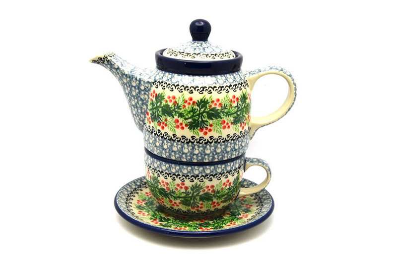 Ceramika Artystyczna Polish Pottery Tea Time for One - Holly Berry 423-1734a (Ceramika Artystyczna)
