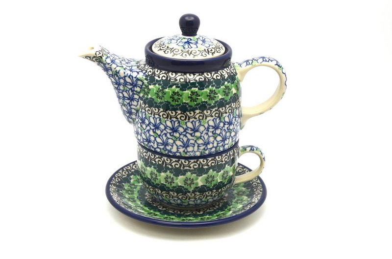 Polish Pottery Tea Time for One - Kiwi
