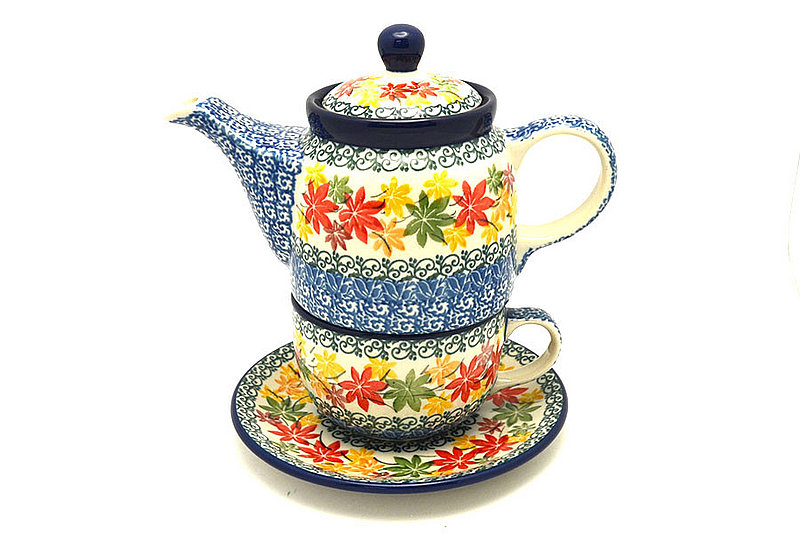 Ceramika Artystyczna Polish Pottery Tea Time for One - Maple Harvest 423-2533a (Ceramika Artystyczna)