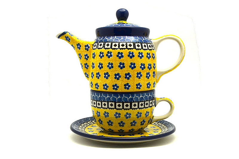 Polish Pottery Tea Time for One - Sunburst