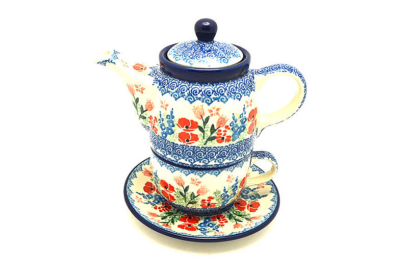 Ceramika Artystyczna Polish Pottery Tea Time for One - Whimsical Garden 423-3220a (Ceramika Artystyczna)