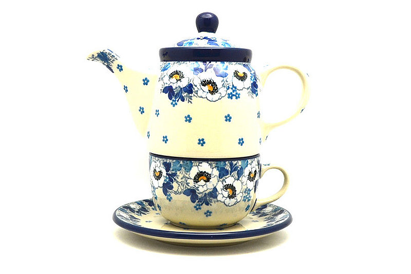Ceramika Artystyczna Polish Pottery Tea Time for One - White Poppy 423-2222a (Ceramika Artystyczna)