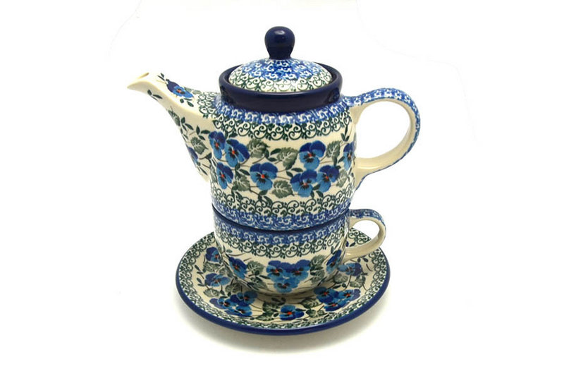 Ceramika Artystyczna Polish Pottery Tea Time for One - Winter Viola 423-2273a (Ceramika Artystyczna)