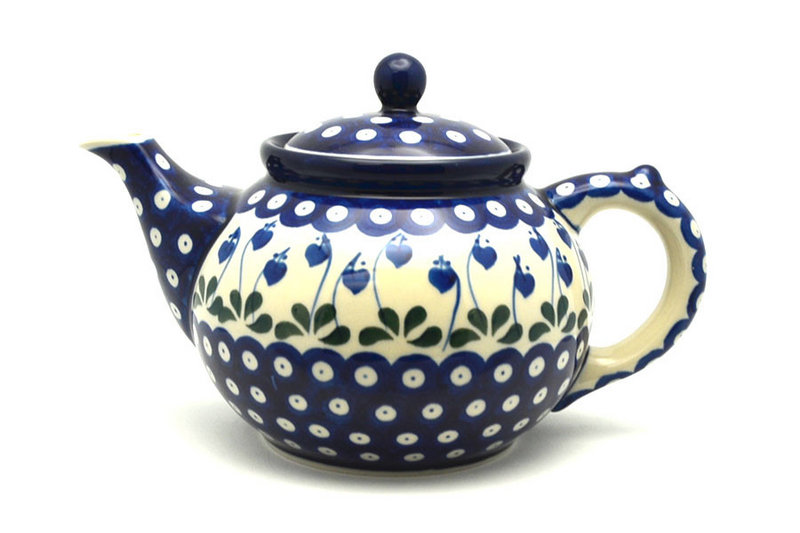 Ceramika Artystyczna Polish Pottery Teapot - 1 1/4 qt. - Bleeding Heart 060-377o (Ceramika Artystyczna)