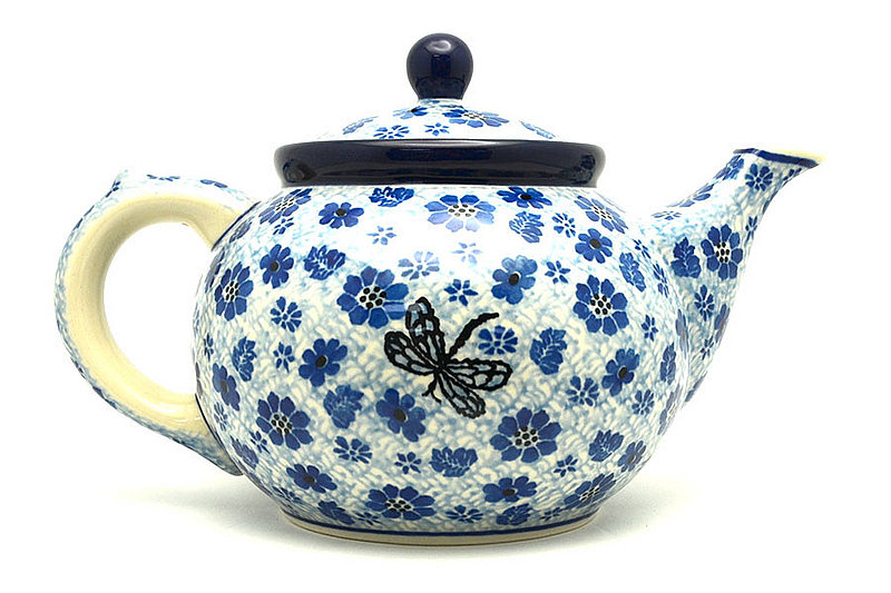 Polish Pottery Teapot - 1 1/4 qt. - Hidden Dragonfly