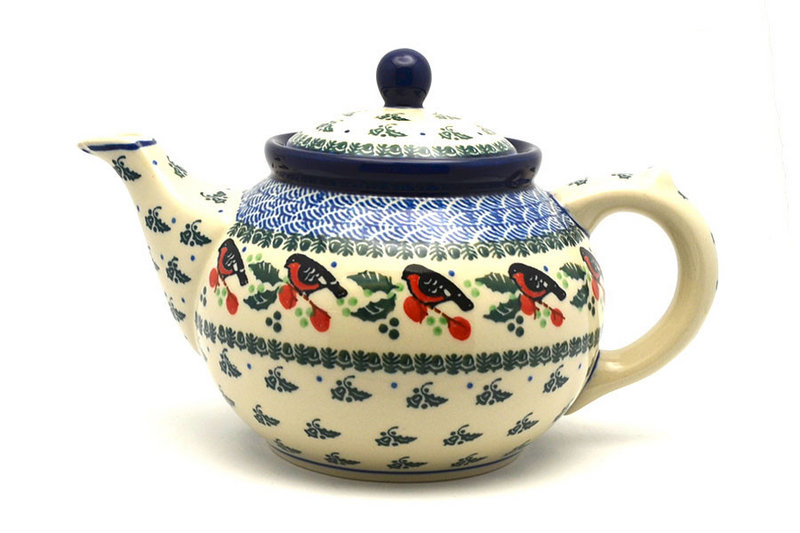Ceramika Artystyczna Polish Pottery Teapot - 1 1/4 qt. - Red Robin 060-1257a (Ceramika Artystyczna)