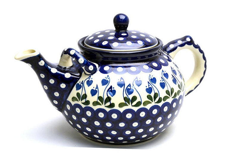 Ceramika Artystyczna Polish Pottery Teapot - 1 3/4 qt. - Bleeding Heart 444-377o (Ceramika Artystyczna)