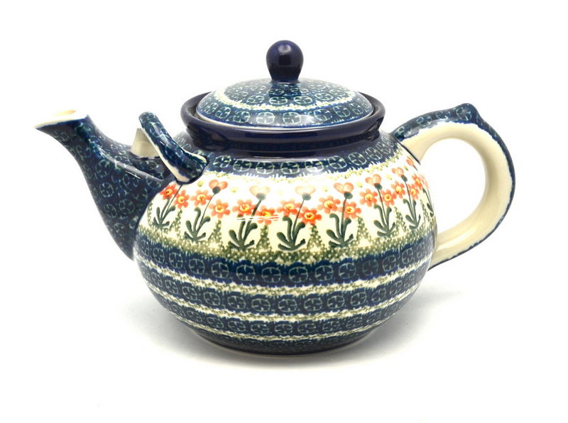 Ceramika Artystyczna Polish Pottery Teapot - 1 3/4 qt. - Peach Spring Daisy 444-560a (Ceramika Artystyczna)