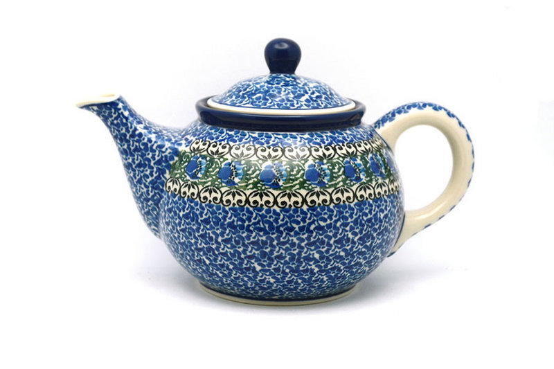 Polish Pottery Teapot - 3/4 qt. - Peacock Feather