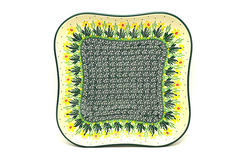 Polish Pottery Tray - Rounded Square - Daffodil