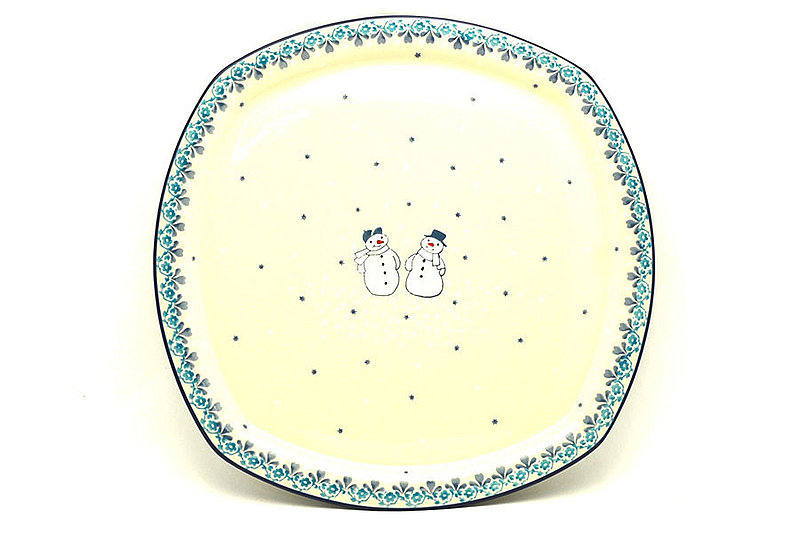 Ceramika Artystyczna Polish Pottery Tray - Rounded Square - Frost & Flurry F83-2793a (Ceramika Artystyczna)