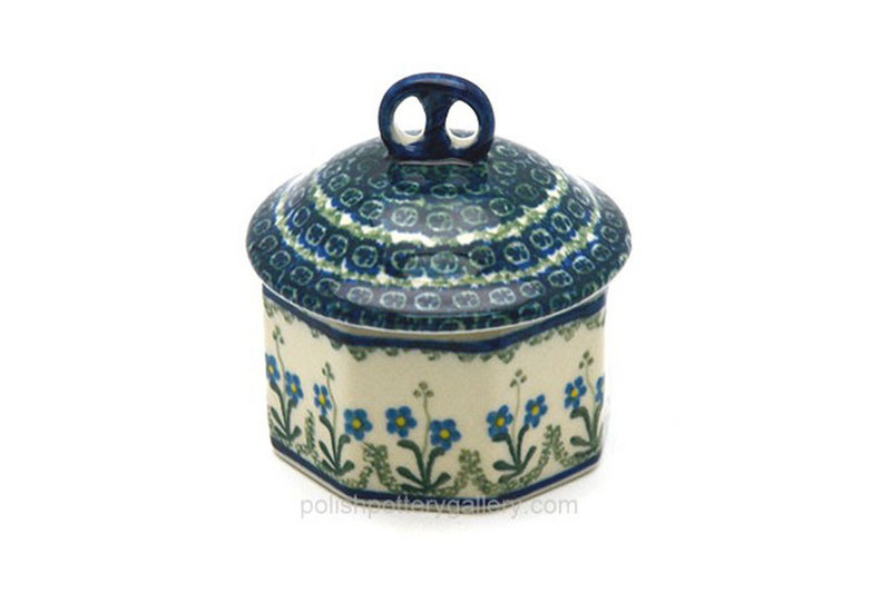 Ceramika Artystyczna Polish Pottery Trinket Box - Blue Spring Daisy 110-614a (Ceramika Artystyczna)