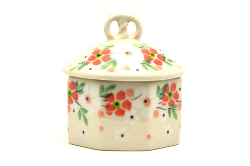 Ceramika Artystyczna Polish Pottery Trinket Box - Blushing Blooms 110-2361a (Ceramika Artystyczna)