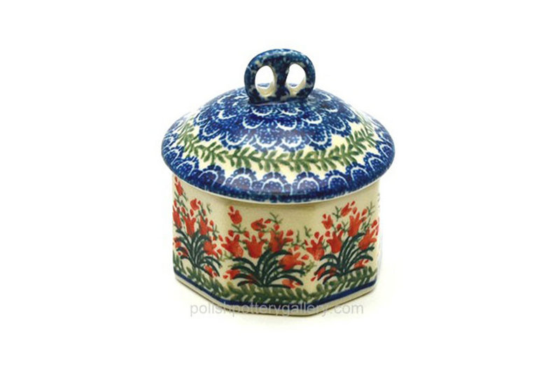 Ceramika Artystyczna Polish Pottery Trinket Box - Crimson Bells 110-1437a (Ceramika Artystyczna)
