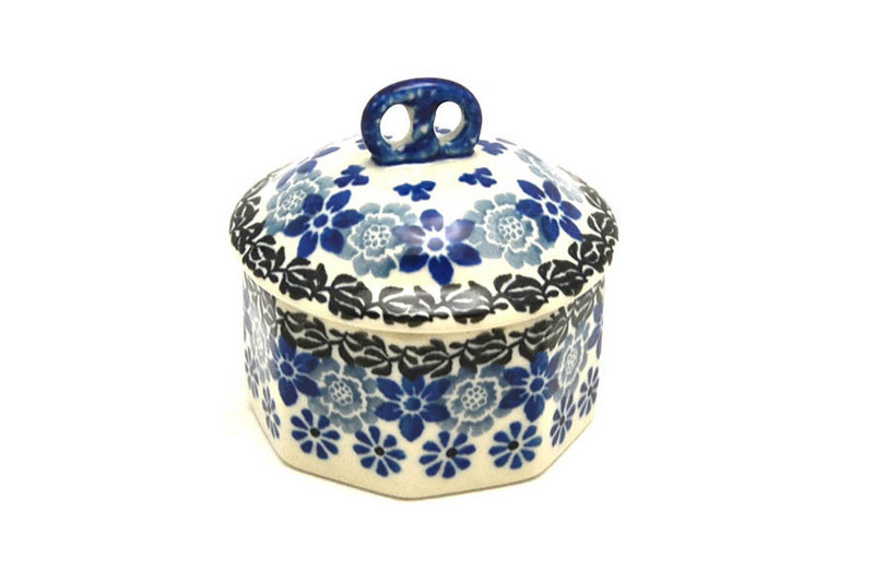 Polish Pottery Trinket Box - Silver Lace