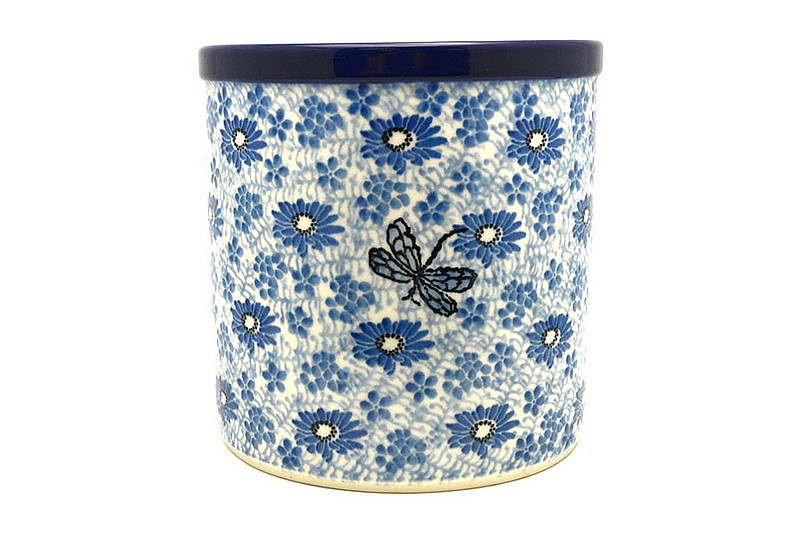 Ceramika Artystyczna Polish Pottery Utensil Holder - Blue Dragonfly 003-2999a (Ceramika Artystyczna)