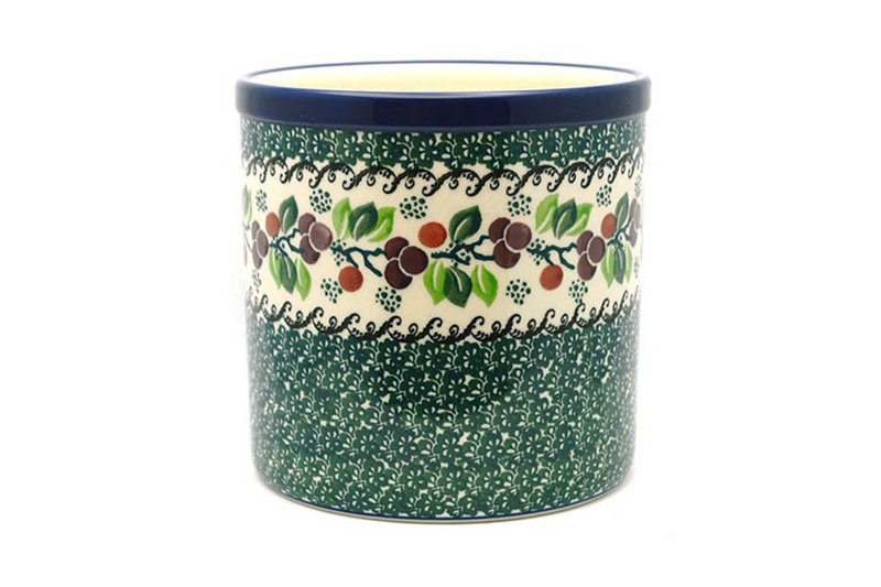 Ceramika Artystyczna Polish Pottery Utensil Holder - Burgundy Berry Green 003-1415a (Ceramika Artystyczna)