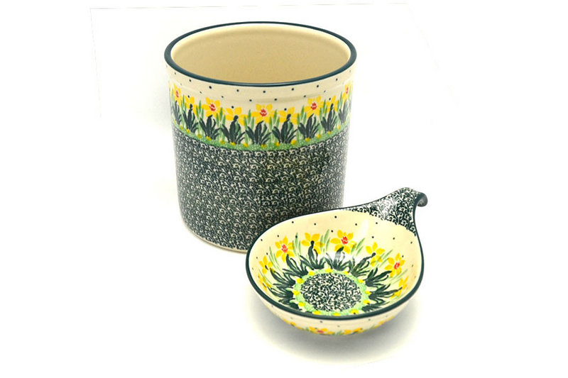 Ceramika Artystyczna Polish Pottery Utensil Holder Set - Daffodil S00-2122q (Ceramika Artystyczna)