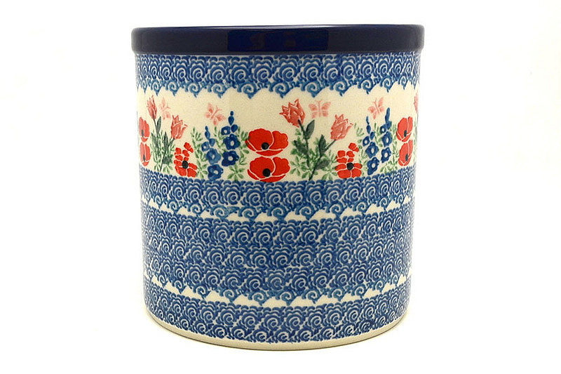 Polish Pottery Utensil Holder - Whimsical Garden