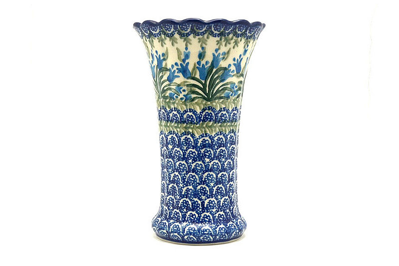 Ceramika Artystyczna Polish Pottery Vase - Medium Fluted - Blue Bells 050-1432a (Ceramika Artystyczna)