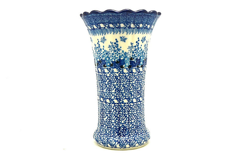 Ceramika Artystyczna Polish Pottery Vase - Medium Fluted - Blue Sage 050-3277a (Ceramika Artystyczna)