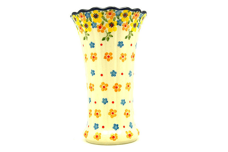 Ceramika Artystyczna Polish Pottery Vase - Medium Fluted - Buttercup 050-2225a (Ceramika Artystyczna)