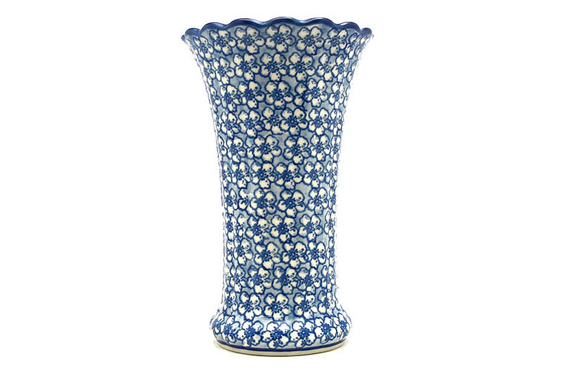Ceramika Artystyczna Polish Pottery Vase - Medium Fluted - Daisy Flurry 050-2176a (Ceramika Artystyczna)
