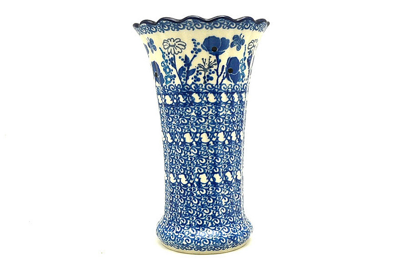 Ceramika Artystyczna Polish Pottery Vase - Medium Fluted - Evening Poppies 050-2902a (Ceramika Artystyczna)