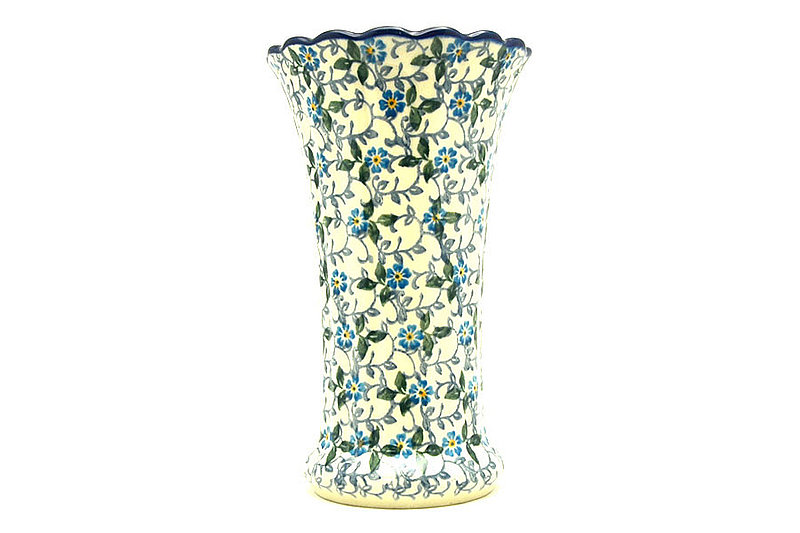 Polish Pottery Vase - Medium Fluted - Forget-Me-Knot