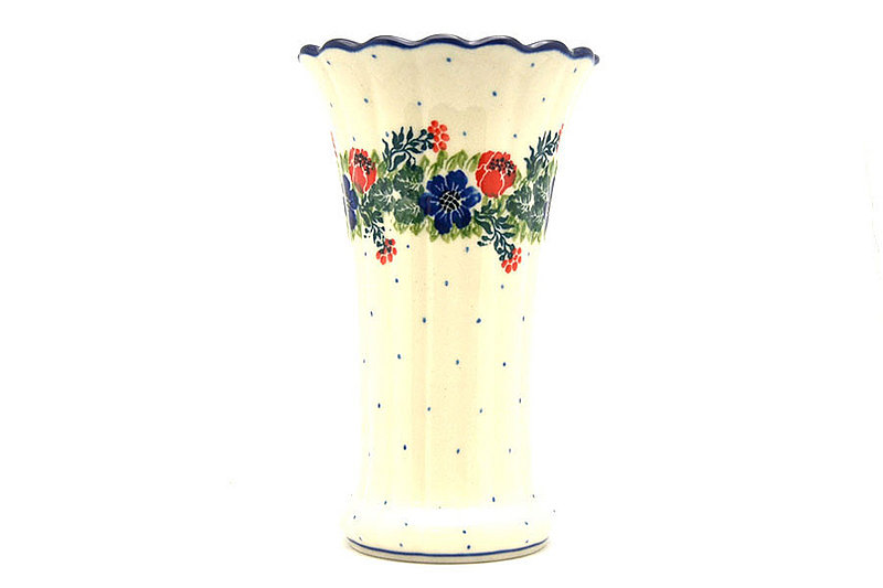 Ceramika Artystyczna Polish Pottery Vase - Medium Fluted - Garden Party 050-1535a (Ceramika Artystyczna)