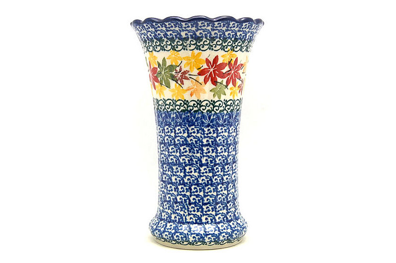 Ceramika Artystyczna Polish Pottery Vase - Medium Fluted - Maple Harvest 050-2533a (Ceramika Artystyczna)