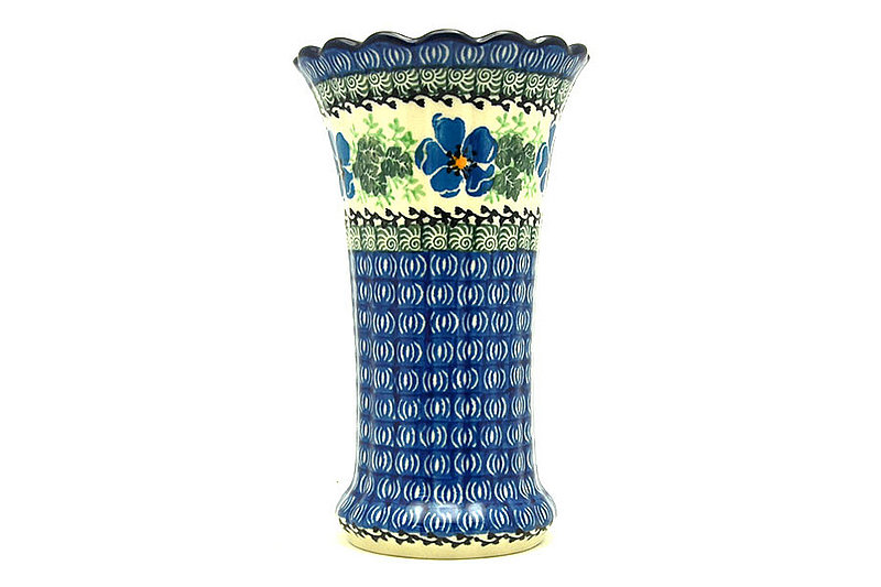 Polish Pottery Vase - Medium Fluted - Morning Glory