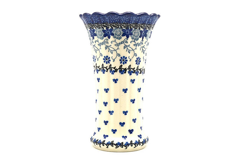 Polish Pottery Vase - Medium Fluted - Silver Lace