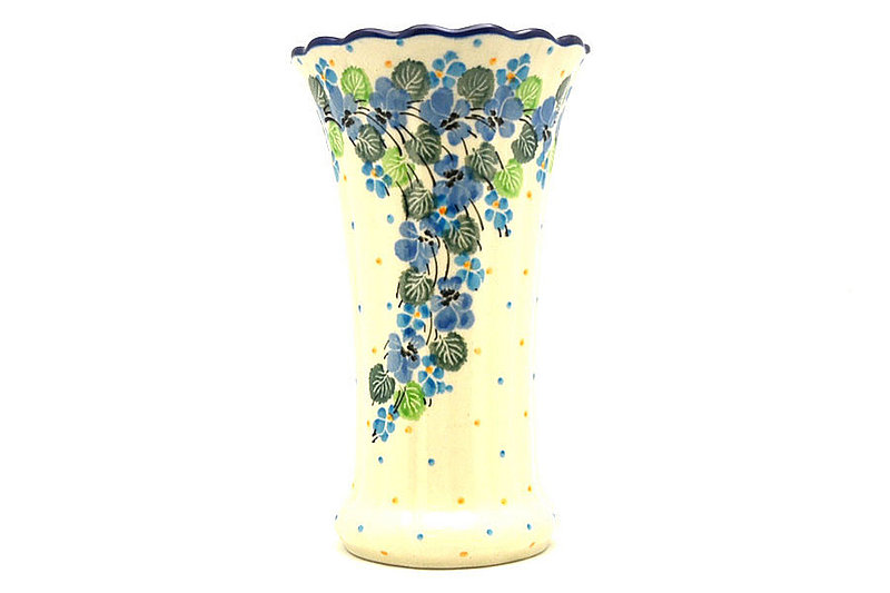 Polish Pottery Vase - Medium Fluted - Spring Viola