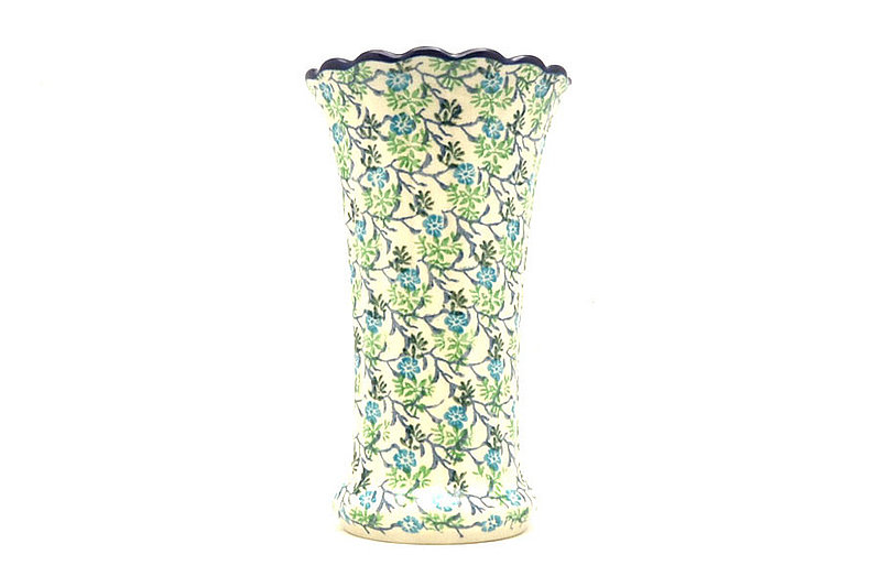 Polish Pottery Vase - Medium Fluted - Summer Ivy