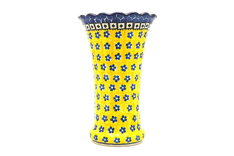 Ceramika Artystyczna Polish Pottery Vase - Medium Fluted - Sunburst 050-859a (Ceramika Artystyczna)