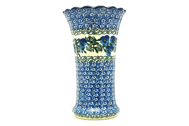 Polish Pottery Vase - Medium Fluted - Winter Viola