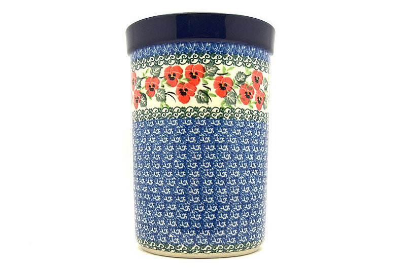 Ceramika Artystyczna Polish Pottery Wine Crock - Red Pansy 169-2538a (Ceramika Artystyczna)