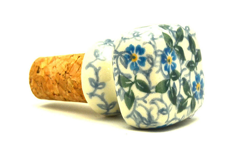 Ceramika Artystyczna Polish Pottery Wine Stopper - Forget-Me-Knot 832-2089a (Ceramika Artystyczna)