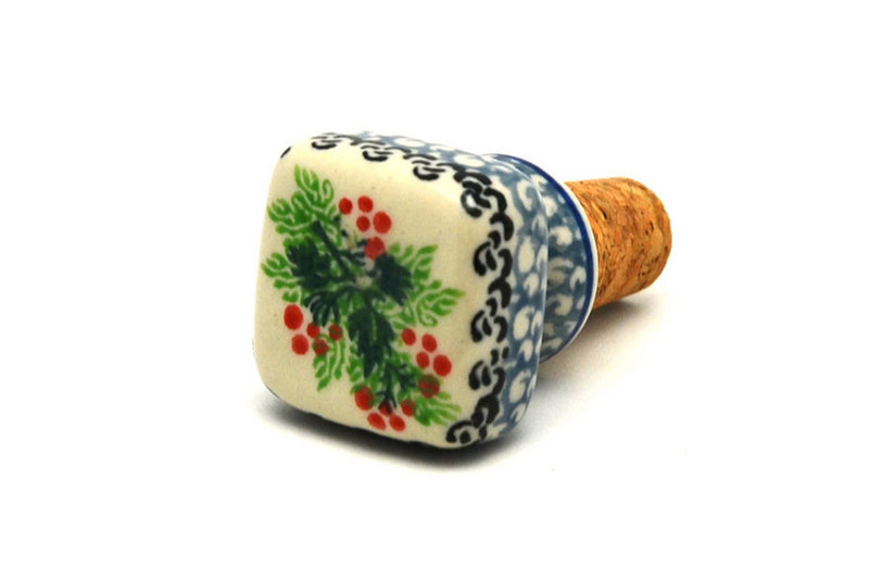 Ceramika Artystyczna Polish Pottery Wine Stopper - Holly Berry 832-1734a (Ceramika Artystyczna)