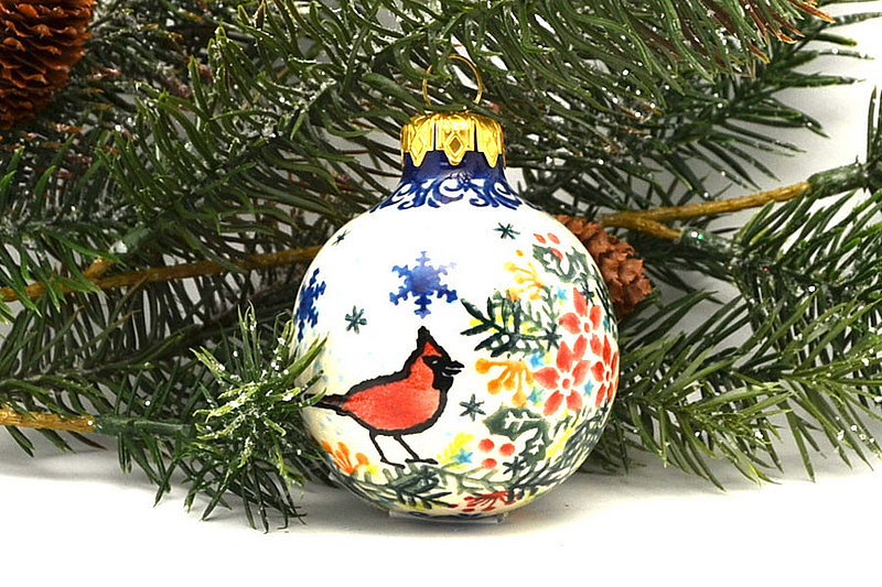 Polish Pottery Ornament - Ball - Cardinal