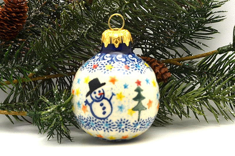 Polish Pottery Ornament - Ball - Falling Snow