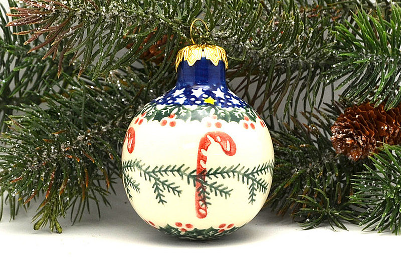 Vena Polish Pottery Ornament - Ball - Peppermint Stick V002-VC083 (Vena)