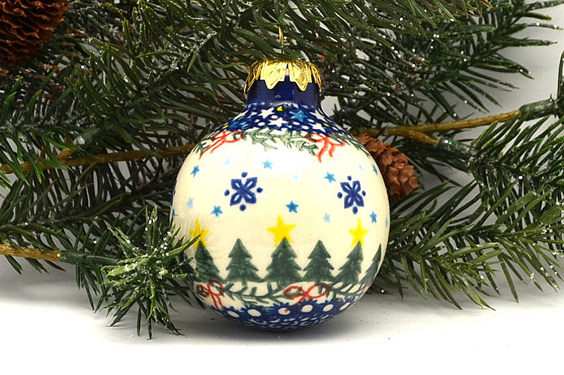 Polish Pottery Ornament - Ball - Silent Forest