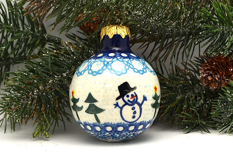 Polish Pottery Ornament - Ball - Snowman