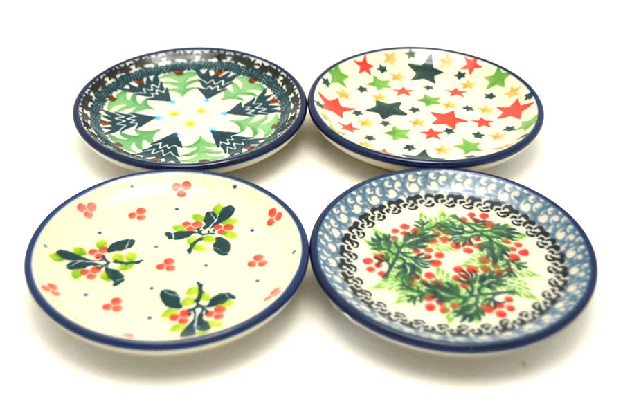 Polish Pottery 4Piece Coaster Set Holidays S261284a
