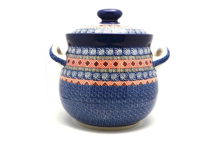 Ceramika Artystyczna Polish Pottery Cookie Jar 14 Cups Aztec Sun 173 1350a P9599 